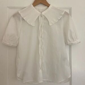 Vintage 70s White Cotton Blouse